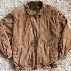 Suede Nubuck Leather Jacket Men Large Bomber Western Seinfeld Forenza Wool Lined